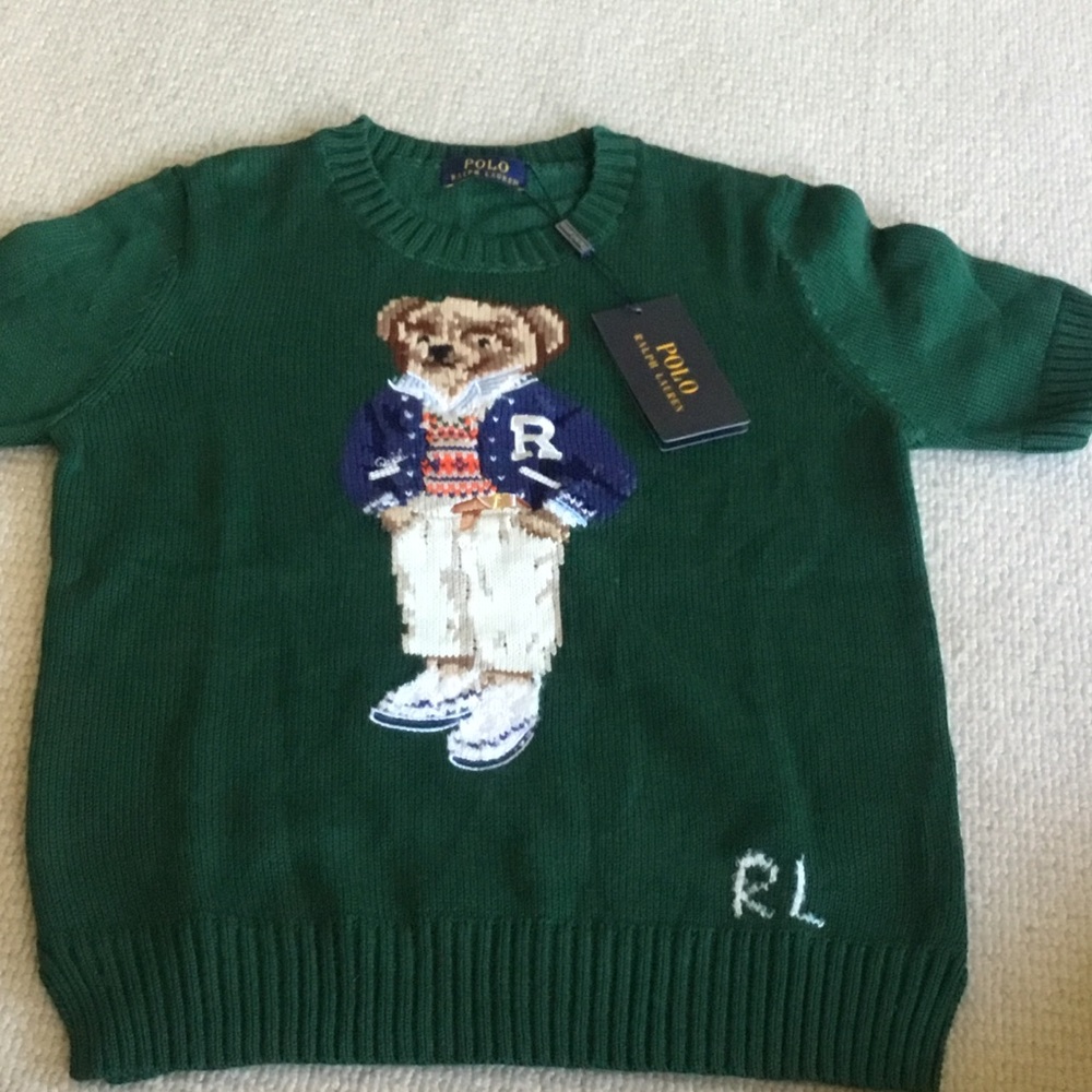 Polo by Ralph Lauren Forest Green Bear Intarsia Crewneck Sweater